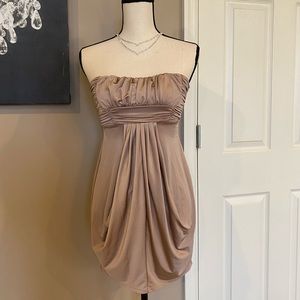 Champagne sleeveless evening event dress